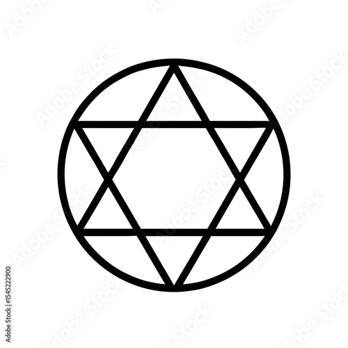 Star of David in circle icon in outline style – Jewish symbol of identity and protection