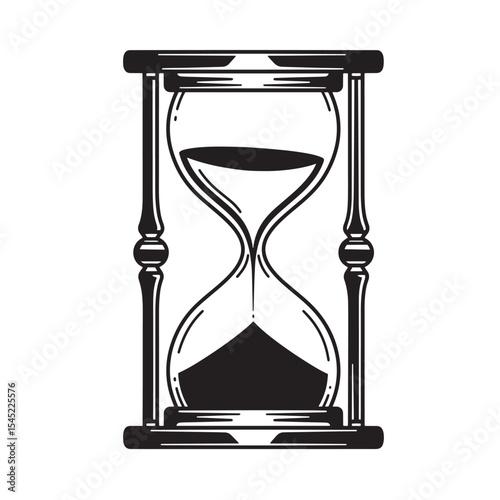 Vintage black and white silhouette of an hourglass depicting time passing and deadline pressure