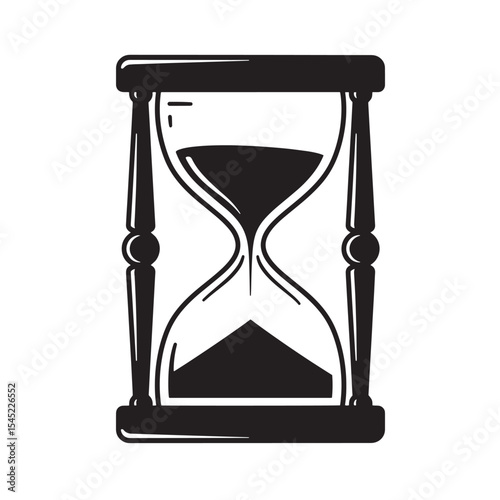 Vintage silhouette illustration of an hourglass depicting time passing and deadline concepts
