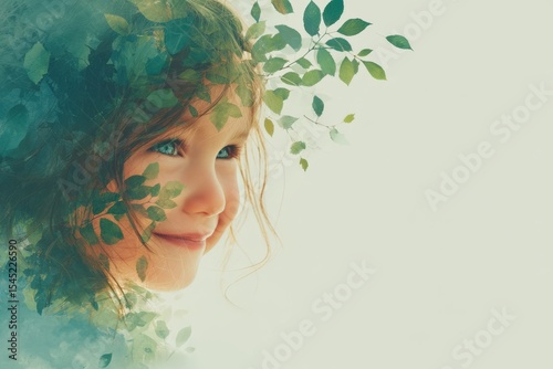 immune boosting for families Portrait of a Happy Young Girl with Curly Hair and Green Foliage Background multigenerational health care