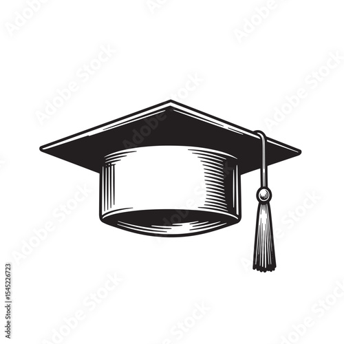 Vintage silhouette of a graduation cap symbolizing education success and academic achievement