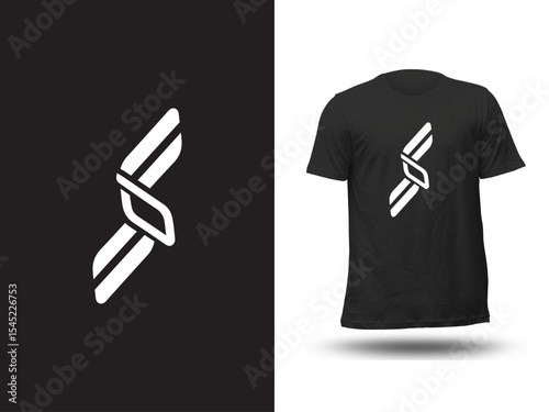 Minimalist Geometric T-Shirt – Bold White Line Art on Black