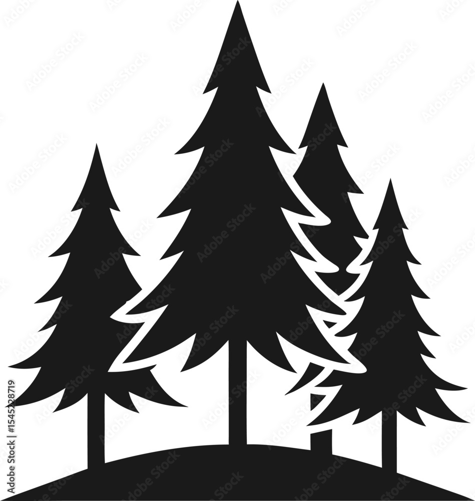 Obraz premium Fir tree silhouette icon on transparent background