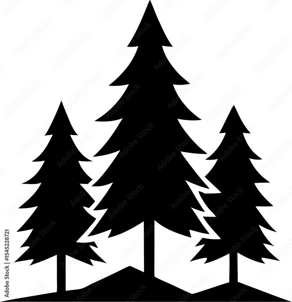 Obraz premium Fir tree silhouette icon on transparent background