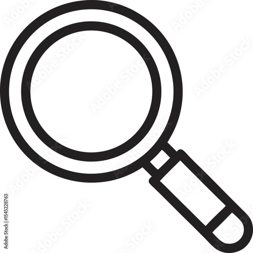 Magnifying glass outline icon on transparent background