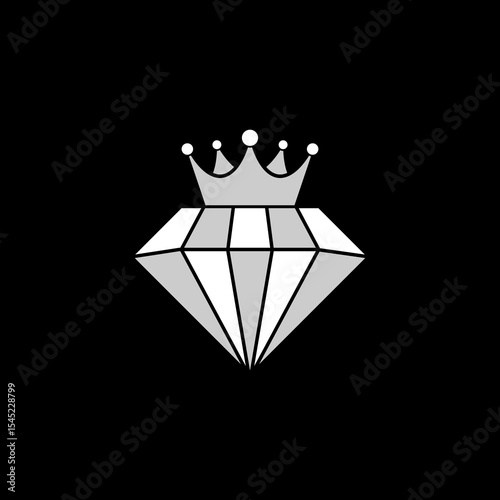 Diamond crown icon isolated on black background