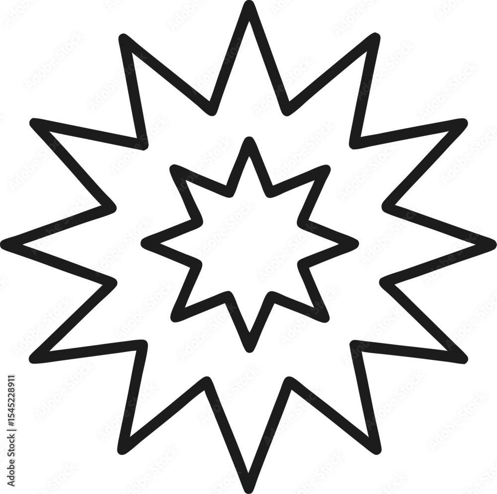 Starburst outline icon on transparent background