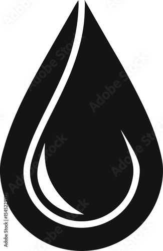Water drop shape Silhouette icon on transparent background
