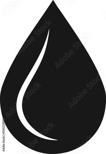 Water drop shape Silhouette icon on transparent background