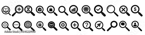 Collection of Magnifying Glass Icons Search, Explore, Discover Diverse Symbols for Websites, Apps, Search Icon vector illustration, magnifying glass symbol, search icon clip art , 