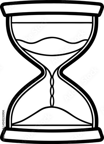 Simple outlined hourglass illustration symbolizing time passing concept design in elegant black and white vector format