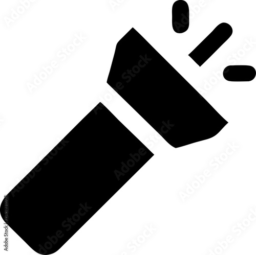 Simple vector illustration representing a black flashlight emitting light useful for various design projects