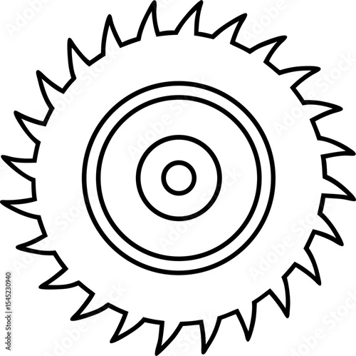 A black and white illustration depicting a circular saw blade designed for woodworking carpentry construction and diy projects