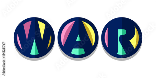WAR, word art typography, vector illustration.