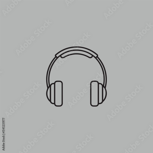 Simple black outline headphones icon illustration