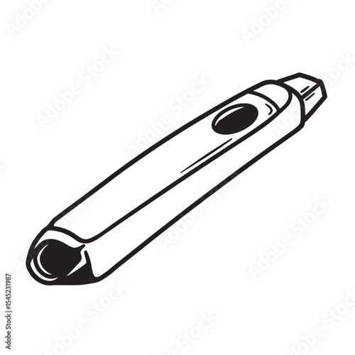 Simple black and white illustration of a vintage electronic cigarette silhouette art