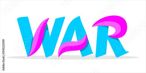 WAR, word art typography, vector illustration.