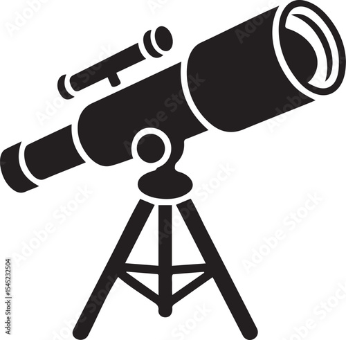 A modern astronomical telescope silhouette vector illustration.