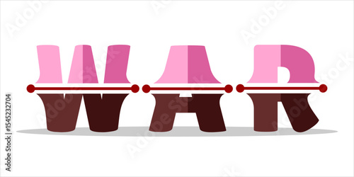WAR, word art typography, vector illustration.