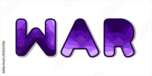 WAR, word art typography, vector illustration.