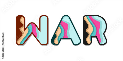 WAR, word art typography, vector illustration.