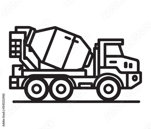 Silhouette of a cement mixer truck vector illustration. Construction cement mixer truck icon.