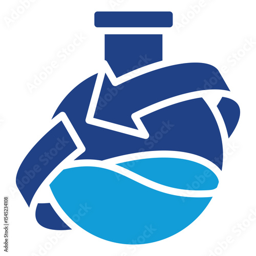 Innovation Lab - Dual Tone Blue Glyph Icon - lab flask with surrounding arrows symbolizing experimentation, innovation, and iterative development in business growth