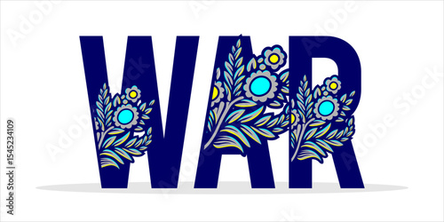 WAR, word art typography, vector illustration.