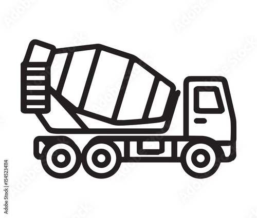 Silhouette of a cement mixer truck vector illustration. Construction cement mixer truck icon.