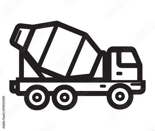 Silhouette of a cement mixer truck vector illustration. Construction cement mixer truck icon.