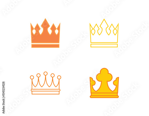 Golden king's crown vector icon illustration, a majestic symbol of royalty and luxury