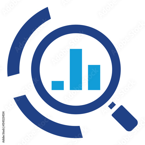 Market Analysis - Dual Tone Blue Glyph Icon - Magnifying glass with chart, symbolizing data-driven analysis for business growth