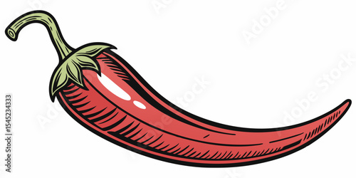Red hot chili peppers, a spicy food vegetable illustration