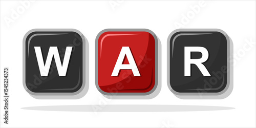 WAR, word art typography, vector illustration.