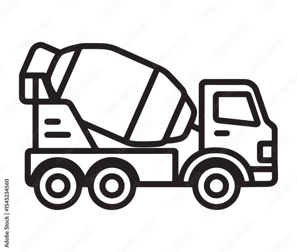 Fototapeta premium Silhouette of a cement mixer truck vector illustration. Construction cement mixer truck icon.
