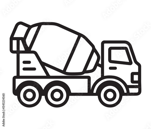 Silhouette of a cement mixer truck vector illustration. Construction cement mixer truck icon.