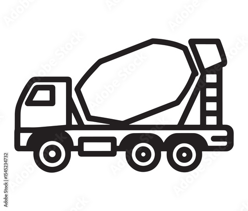 Silhouette of a cement mixer truck vector illustration. Construction cement mixer truck icon.