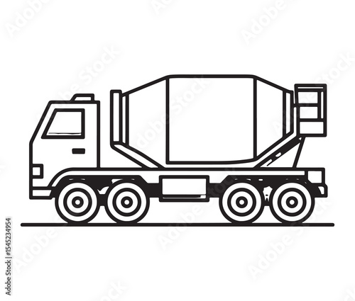 Silhouette of a cement mixer truck vector illustration. Construction cement mixer truck icon.
