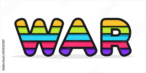 WAR, word art typography, vector illustration.