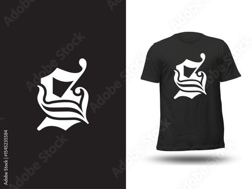 Stylized SJ Logo T-Shirt – Bold White Graphic on Black Tee
