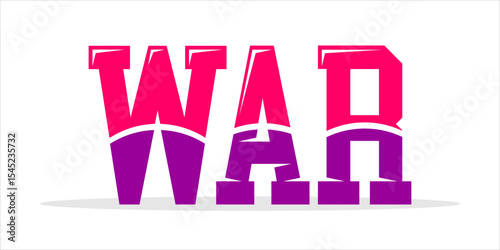 WAR, word art typography, vector illustration.