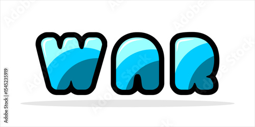 WAR, word art typography, vector illustration.