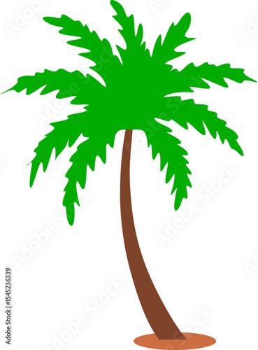 Tropical Palm Illustration: A vibrant depiction of a quintessential palm tree, its lush green fronds swaying gently against a clear, sunny backdrop.