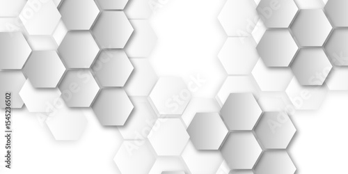 Abstract technology white geometric hexagon on transparent concept design honeycomb shape vector. 