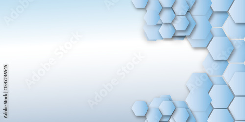 Blue hexagon on minimal simple blue watercolor vector illustration Science technology and medical concept hexagon on transparent background.