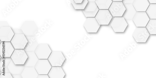 Abstract technology white geometric hexagon on transparent concept design honeycomb shape vector. 