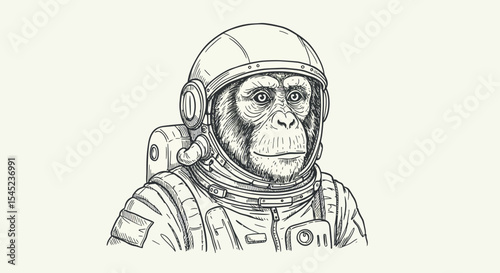 Astronaut monkey in space suit adventure art for creative designs