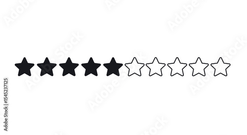 Black and white star rating system design for evaluation and feedback concepts