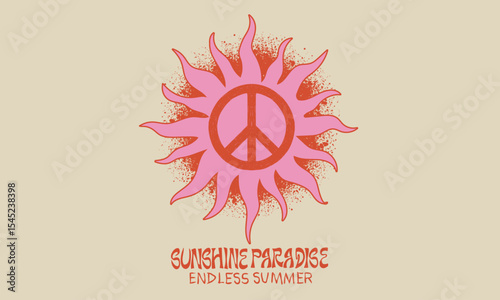 Endless summer. Sunshine paradise artwork. Abstract sun artwork. Summer good vibes vector graphic design for apparel, stickers, posters, background and others.