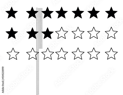 Black and white star rating design concept for feedback and evaluation